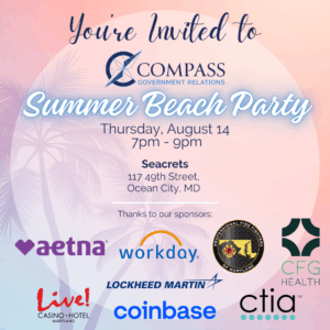 Invitation for Compass Advocacy's Summer Beach Party